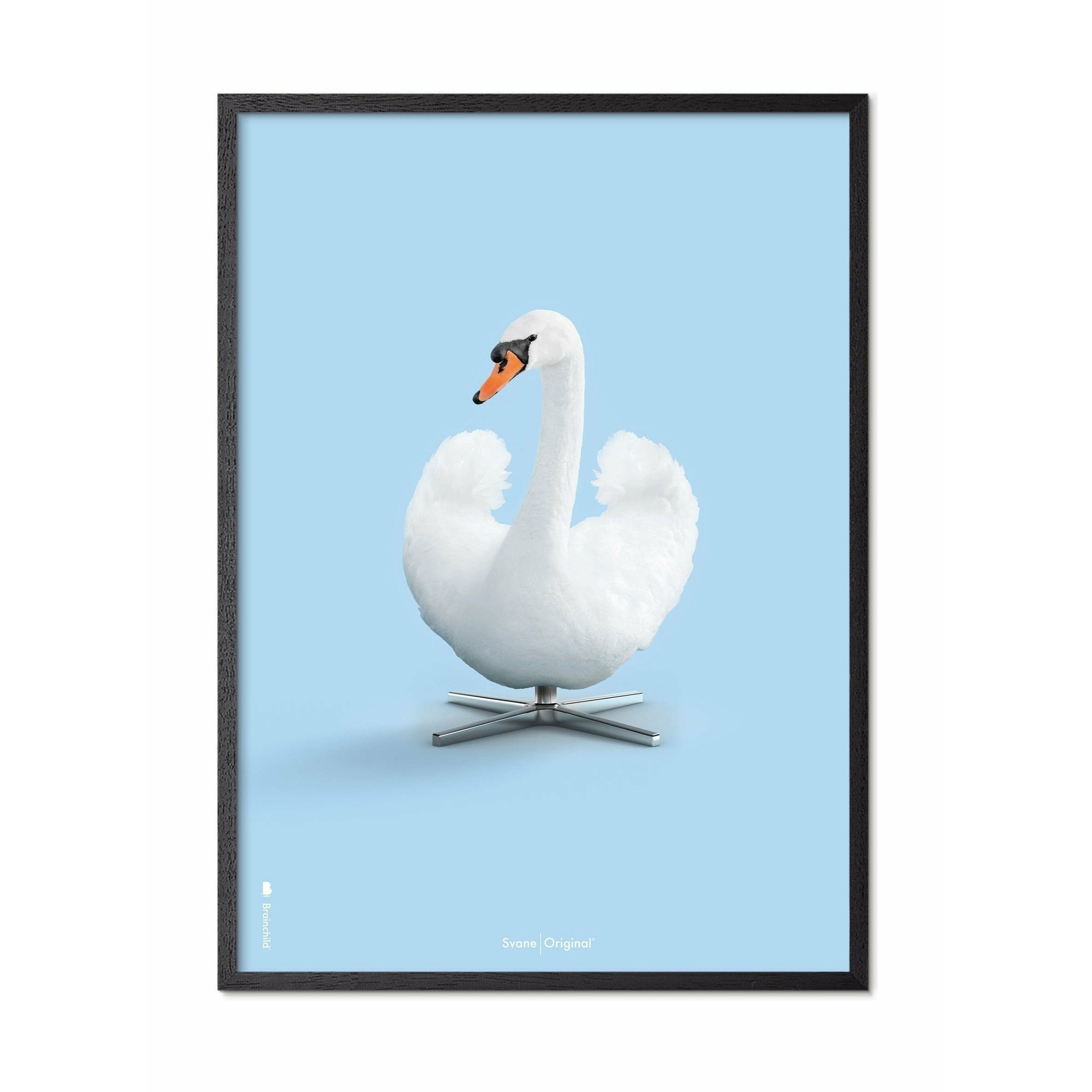 [product_category]-Brainchild Swan Classic Poster, Frame In Black Lacquered Wood 70 X100 Cm, Light Blue Background-Brainchild-33004-C-BRA-1