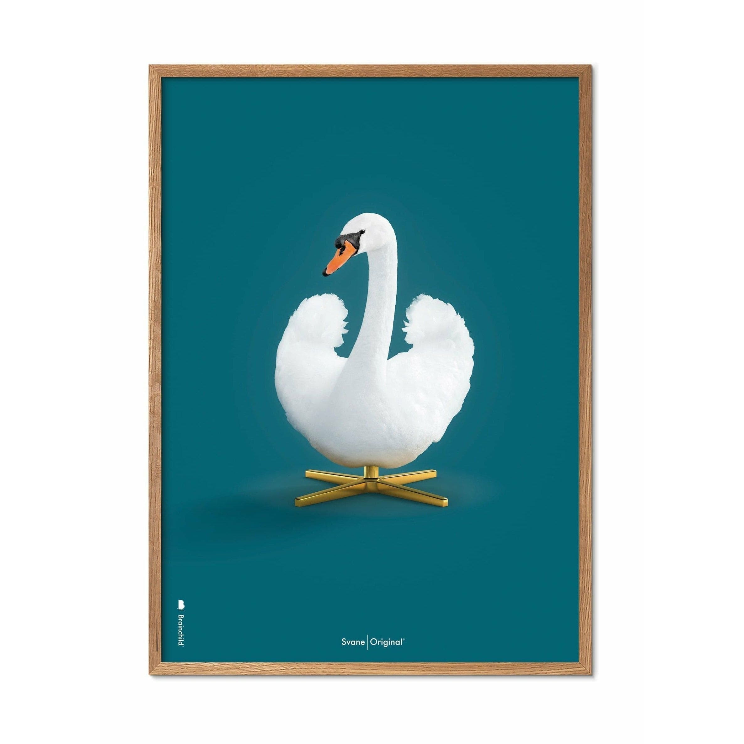 [product_category]-Brainchild Swan Classic Poster, Frame Made Of Light Wood 30x40 Cm, Kerosene Blue Background-Brainchild-34002-A-BRA-1