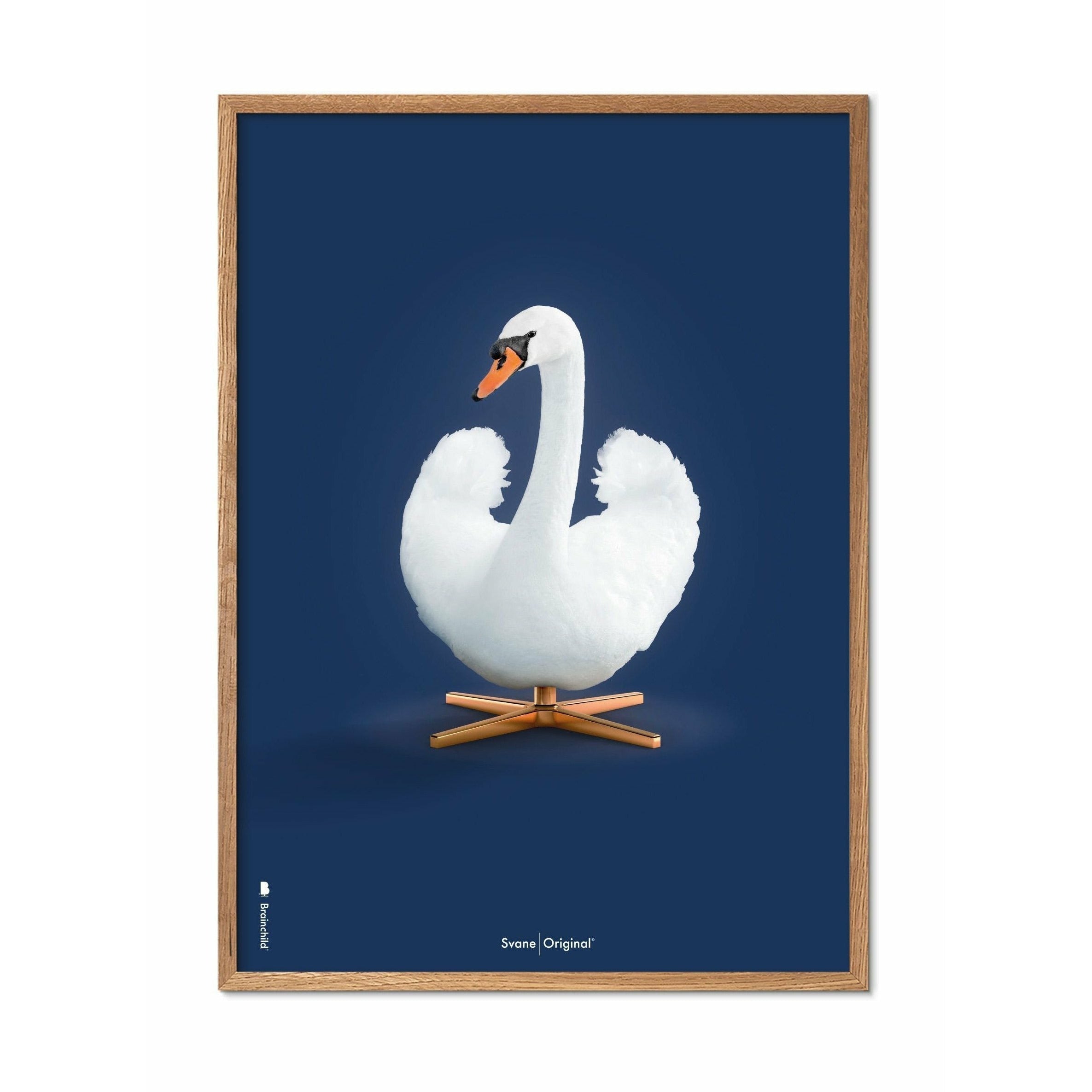 [product_category]-Brainchild Swan Classic Poster, Frame Made Of Light Wood 50x70 Cm, Dark Blue Background-Brainchild-35003-A-BRA-1