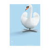 Klasický plakát  Swan bez rámu 30x40 cm světle modré pozadí