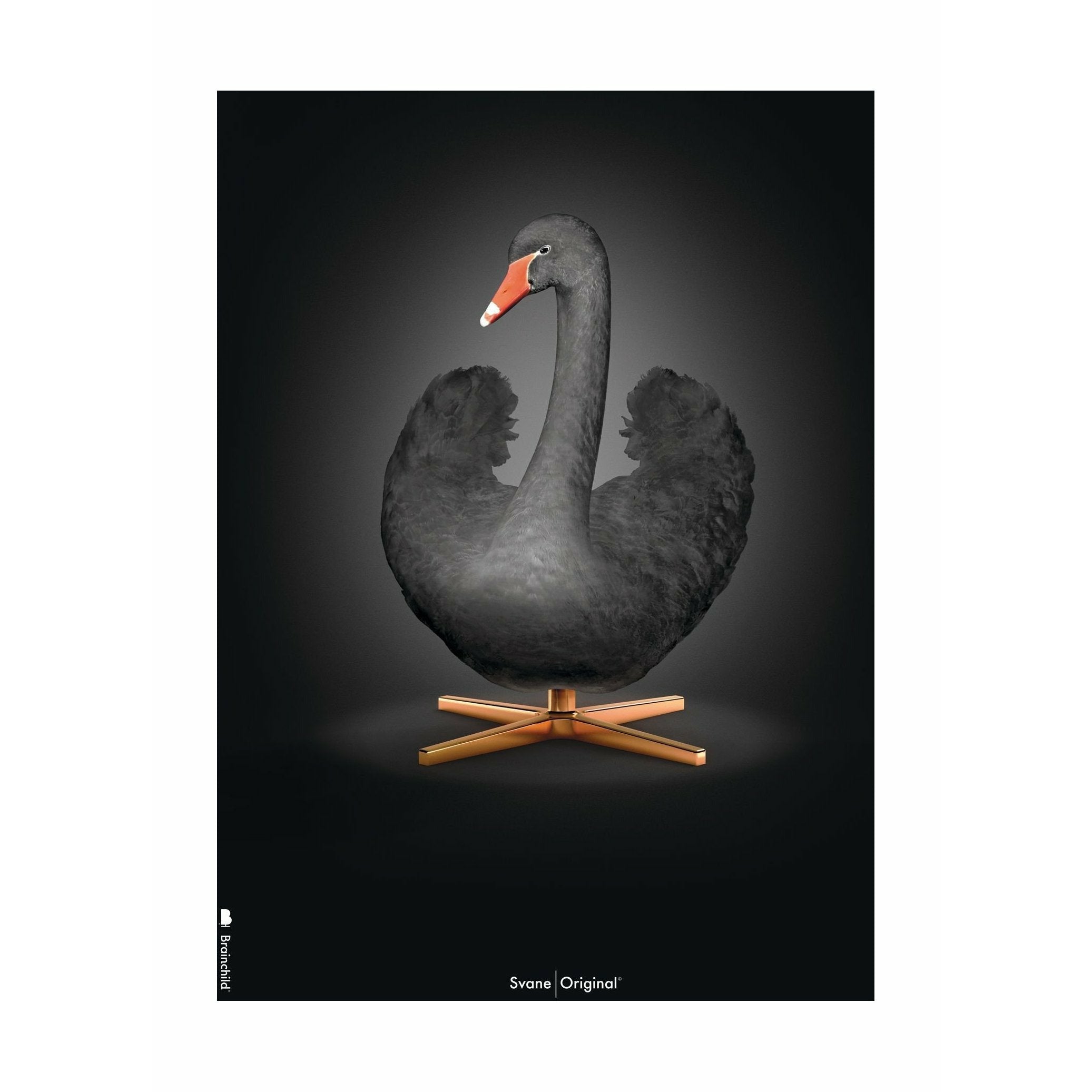 [product_category]-Brainchild Swan Classic Poster Without Frame 50 X70 Cm, Black/Black Background-Brainchild-31003-BRA-1