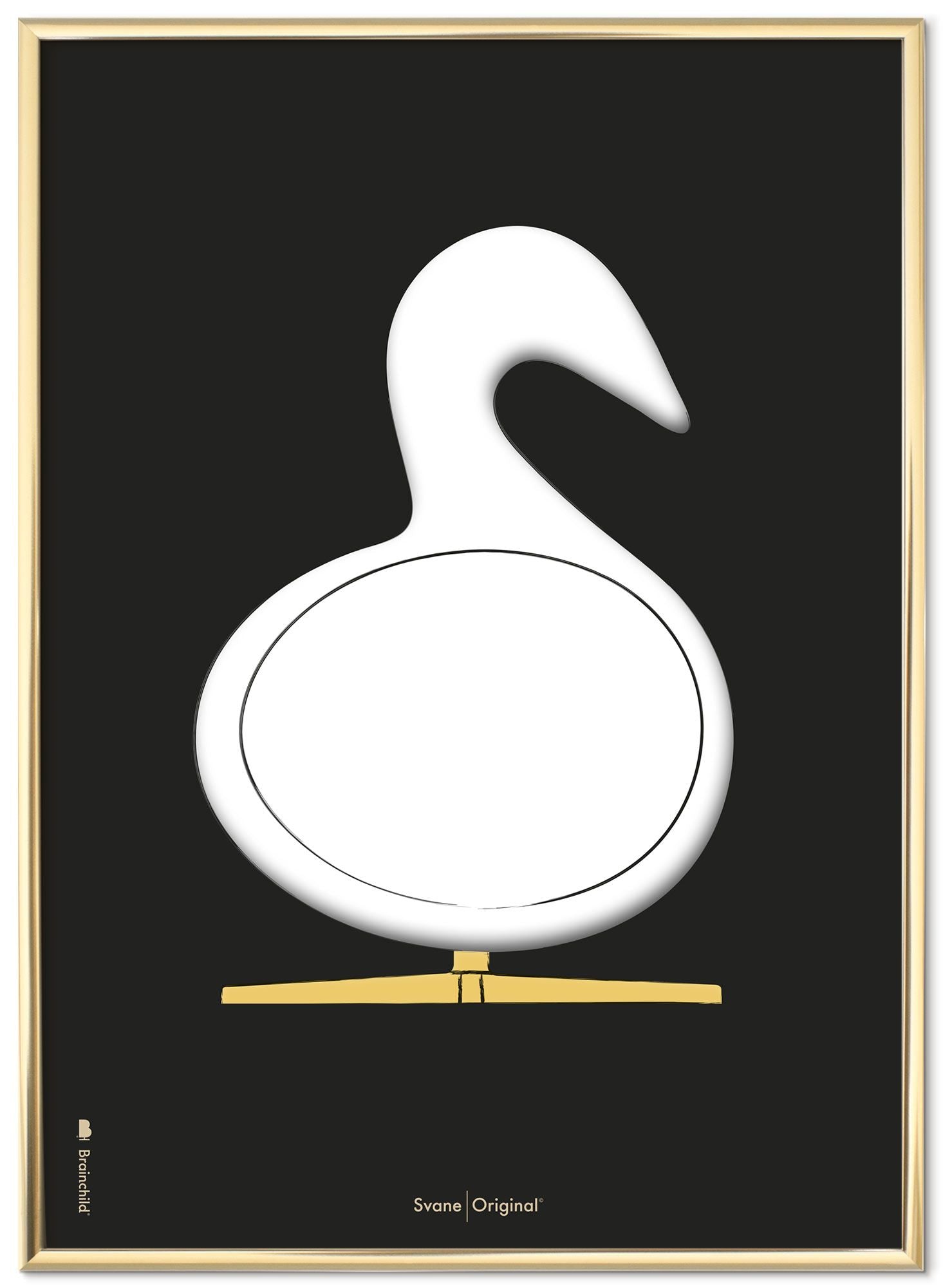 [product_category]-Brainchild Swan Design Sketch Poster Frame Made Of Brass Colored Metal A5, Black Background-Brainchild-S-230001-D-BRA-1