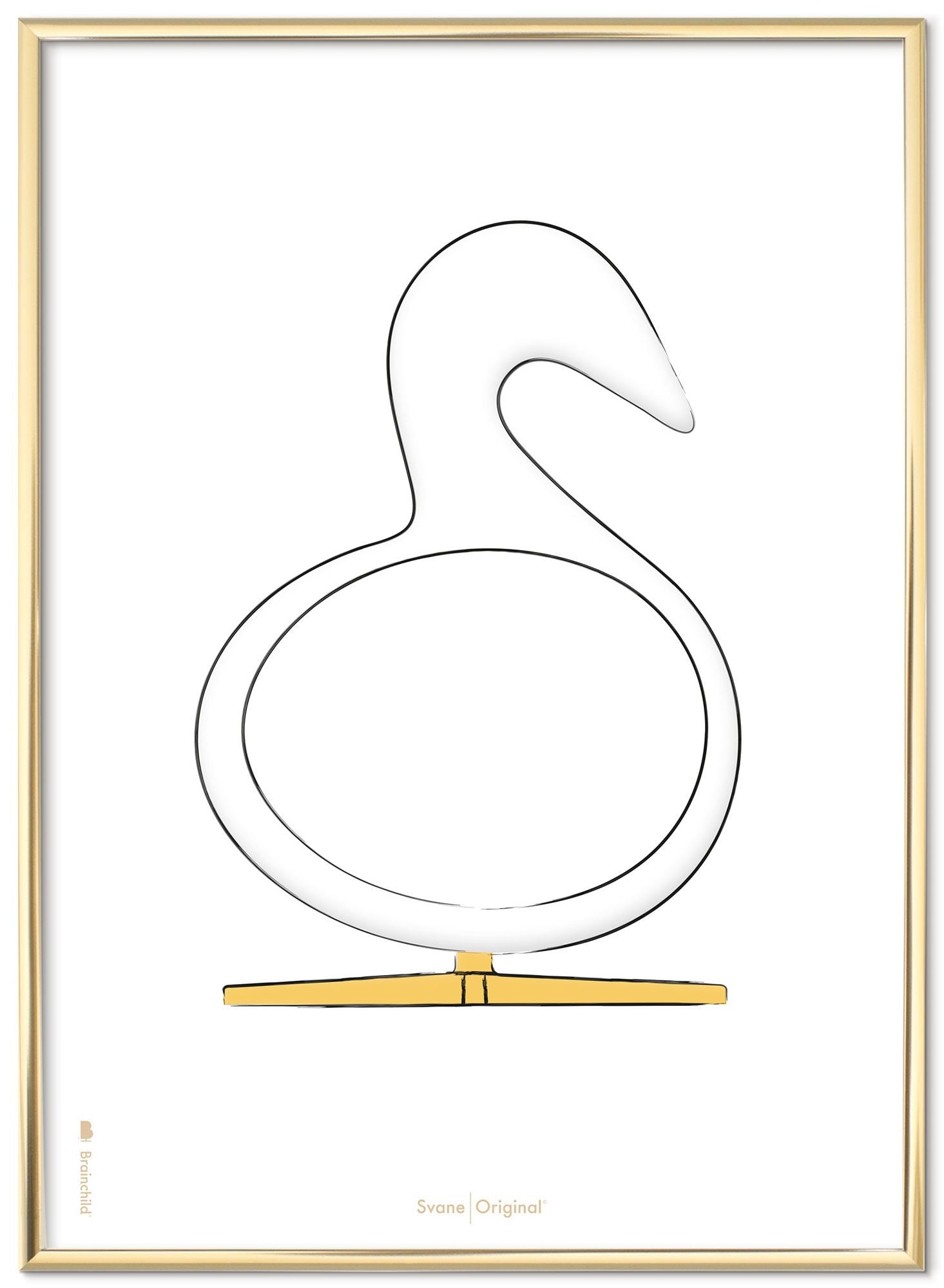 [product_category]-Brainchild Swan Design Sketch Poster Frame Made Of Brass Colored Metal A5, White Background-Brainchild-S-21001-D-BRA-1