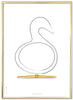 Brainchild Swan Design Skich Poster Frame Made Of Brass Coared Metal A5, White Background