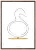 Brainchild Swan Design Skich Poster Frame Made Of Dark Wood 50x70 Cm, White Background