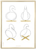 Návrhové skici Brainchild Swan Rám plakátu vyrobený z mosazného barevného kovu 70x100 cm, bílé pozadí