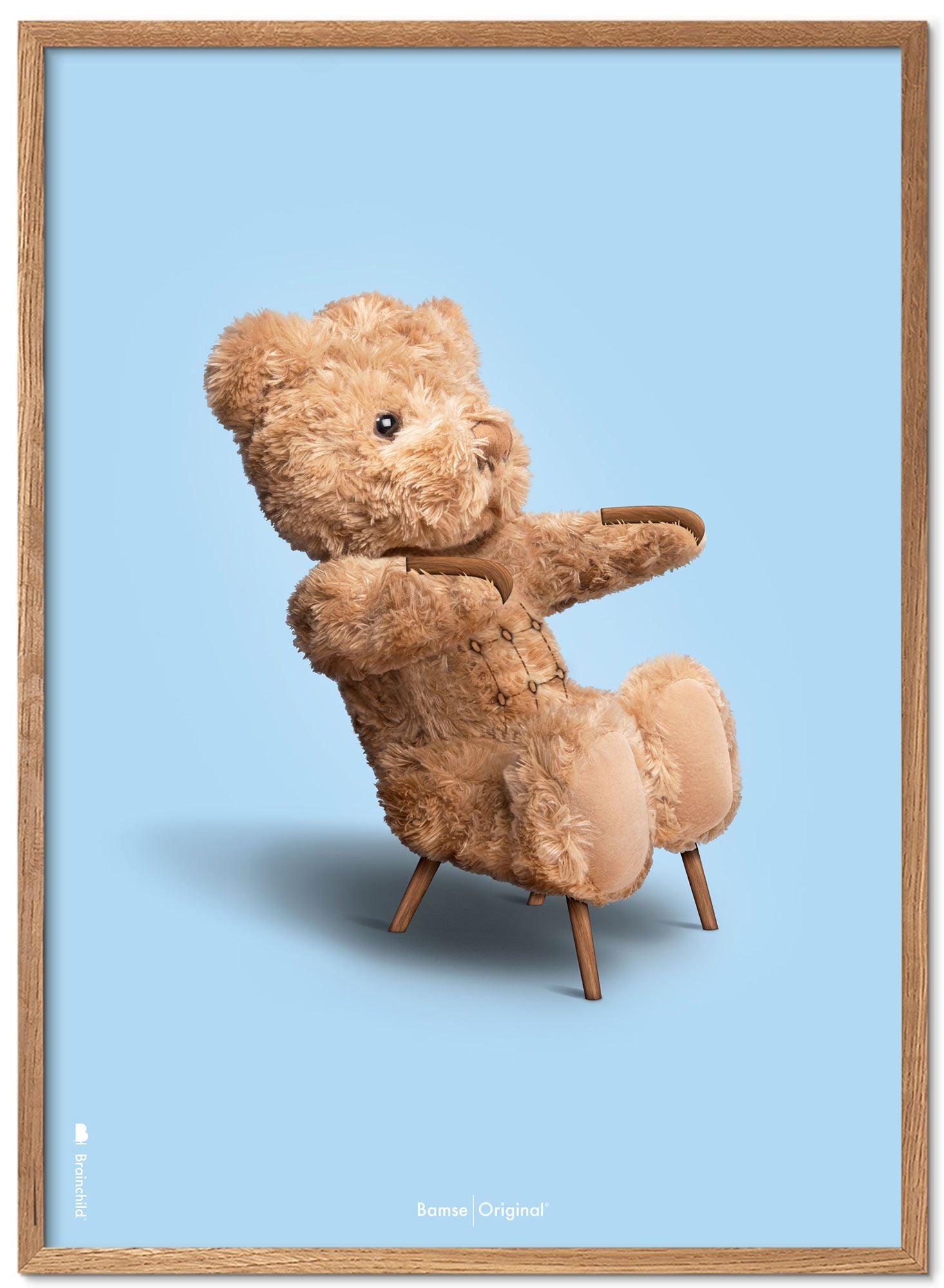 [product_category]-Brainchild Teddy Bear Classic Poster Frame Made Of Light Wood Ramme 70x100 Cm, Light Blue Background-Brainchild-77004-A-BRA-1