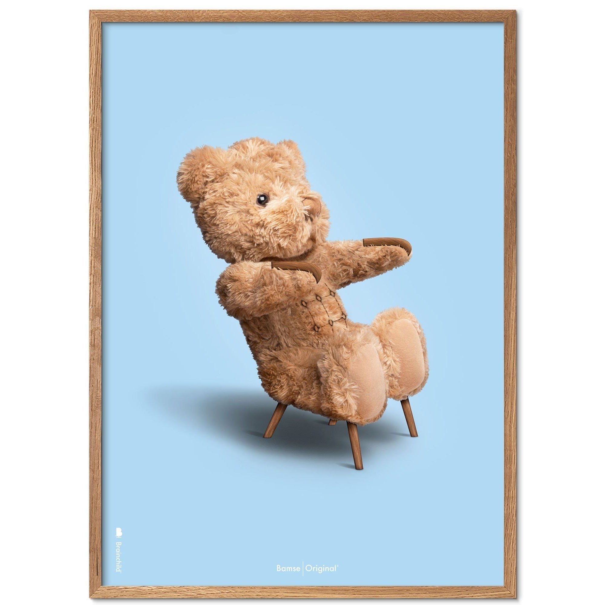 [product_category]-Brainchild Teddy Bear Classic Poster Light Wood Frame Ramme A5, Light Blue Background-Brainchild-77001-A-BRA-3