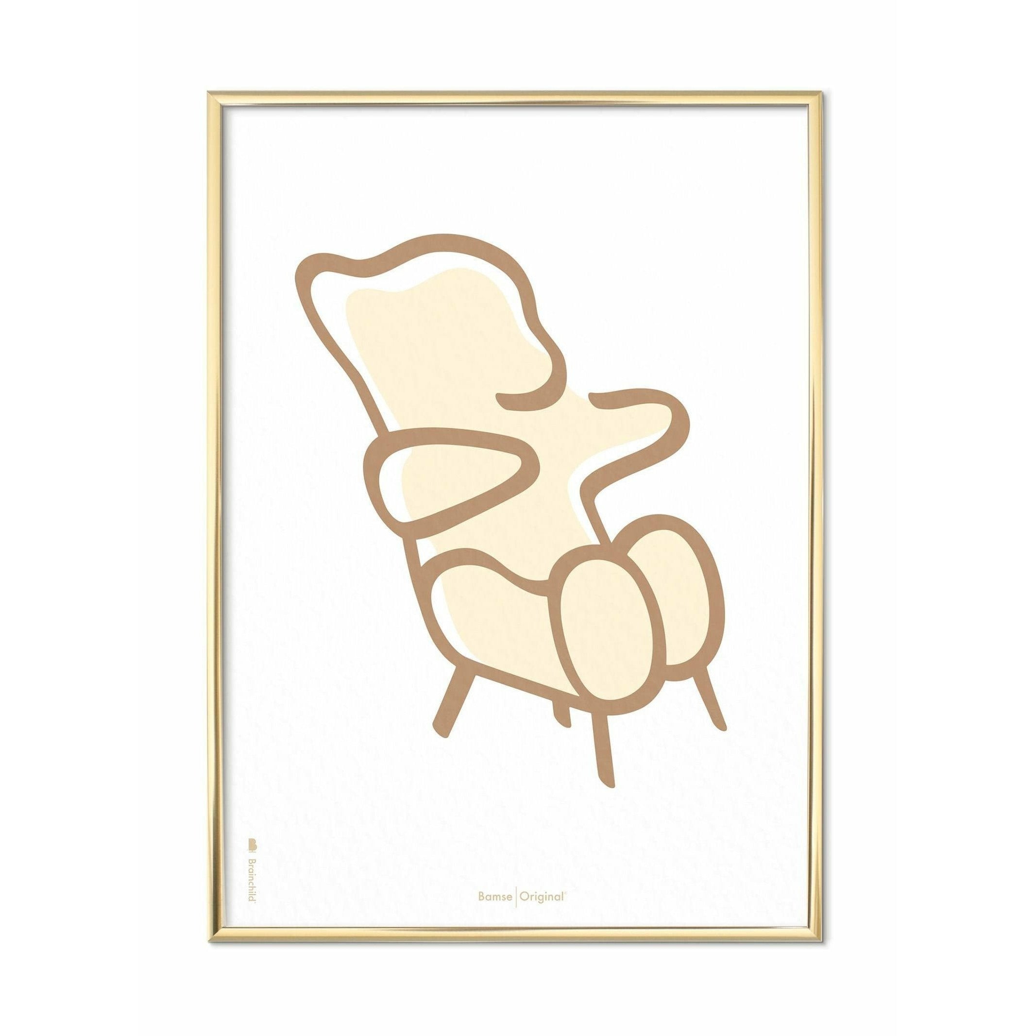 [product_category]-Brainchild Teddy Bear Line Poster, Brass Colored Frame A5, White Background-Brainchild-SH-71001-D-BRA-1