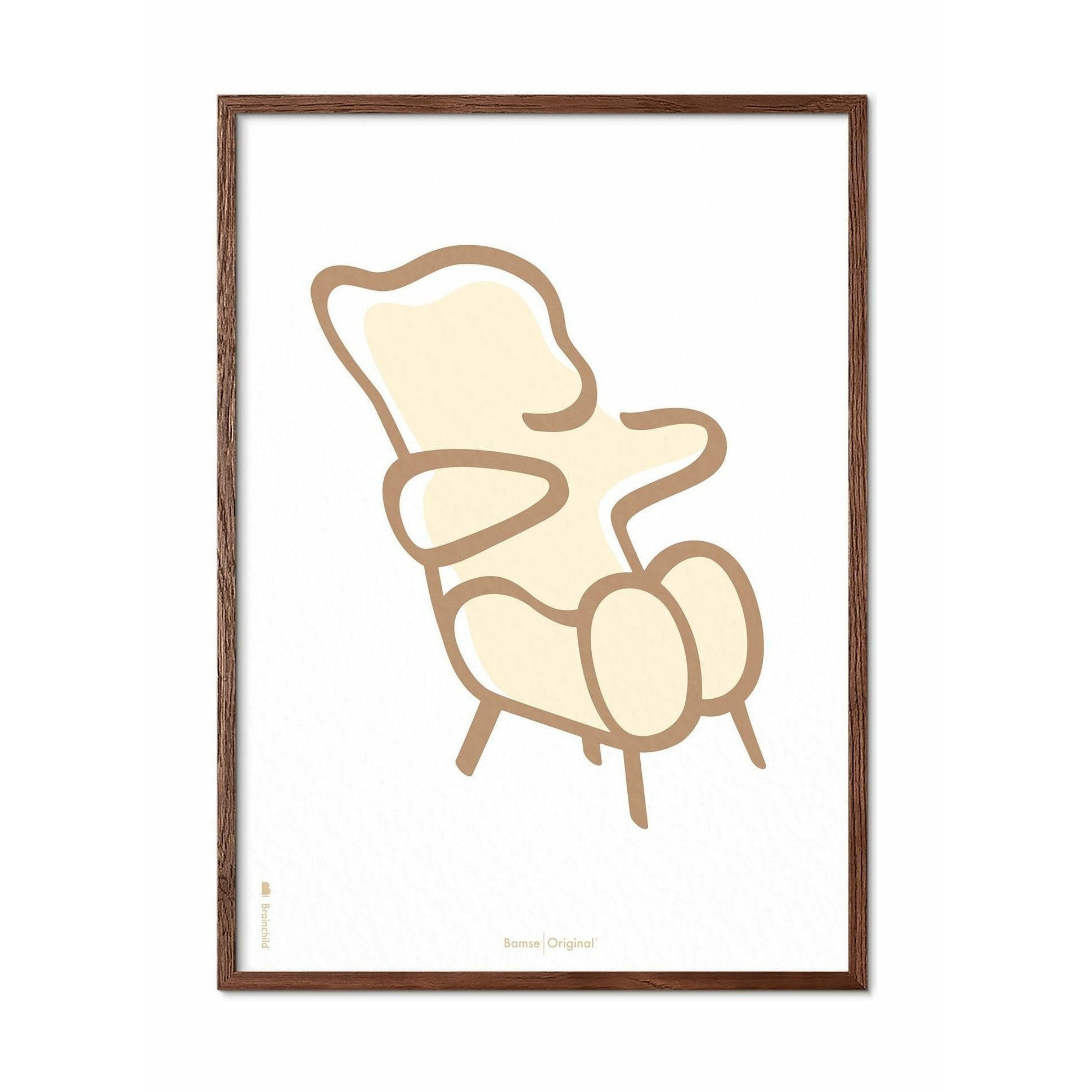[product_category]-Brainchild Teddy Bear Line Poster, Frame Made Of Dark Wood 50x70 Cm, White Background-Brainchild-SH-71003-B-BRA-1