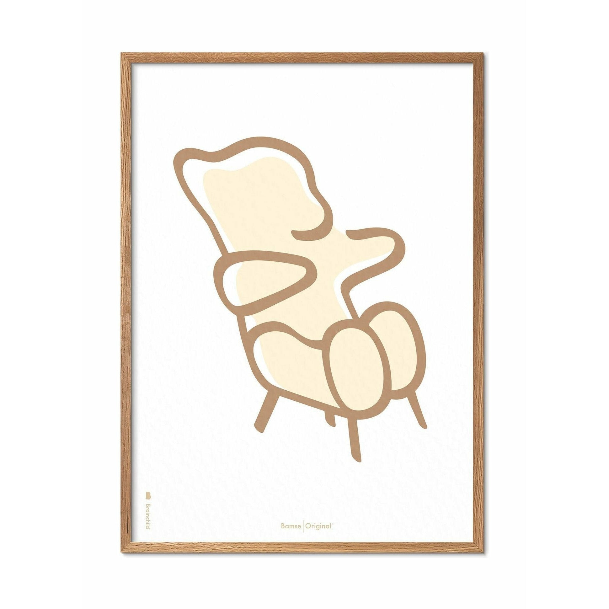 [product_category]-Brainchild Teddy Bear Line Poster, Frame Made Of Light Wood A5, White Background-Brainchild-SH-71001-A-BRA-1