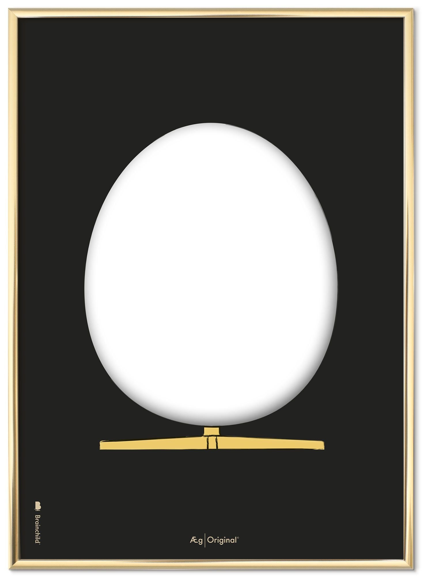 [product_category]-Brainchild The Egg Design Sketch Poster Frame Made Of Brass Colored Metal 70x100 Cm, Black Background-Brainchild-S-130004-D-BRA-1