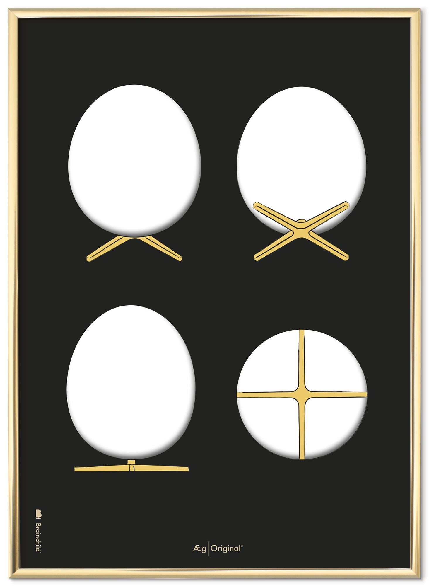 [product_category]-Brainchild The Egg Design Sketches Poster Frame Made Of Brass Colored Metal A5, Black Background-Brainchild-S-140001-D-BRA-1