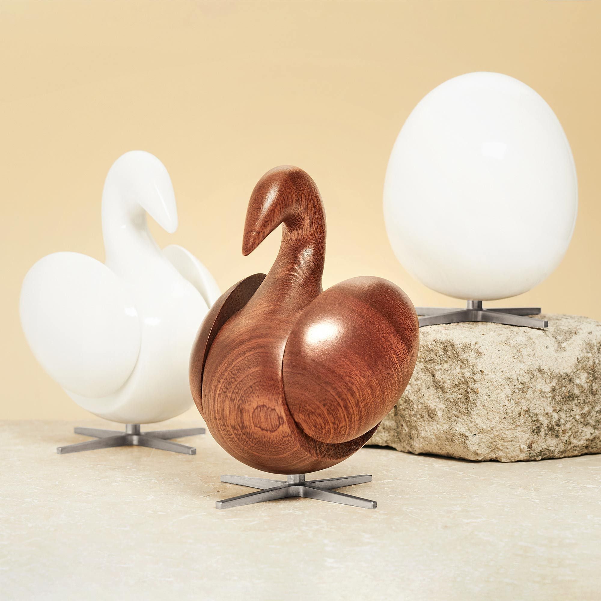 [product_category]-Brainchild The Egg Wooden Figure Mahogany White, Steel Base-Brainchild-1004-BRA-3