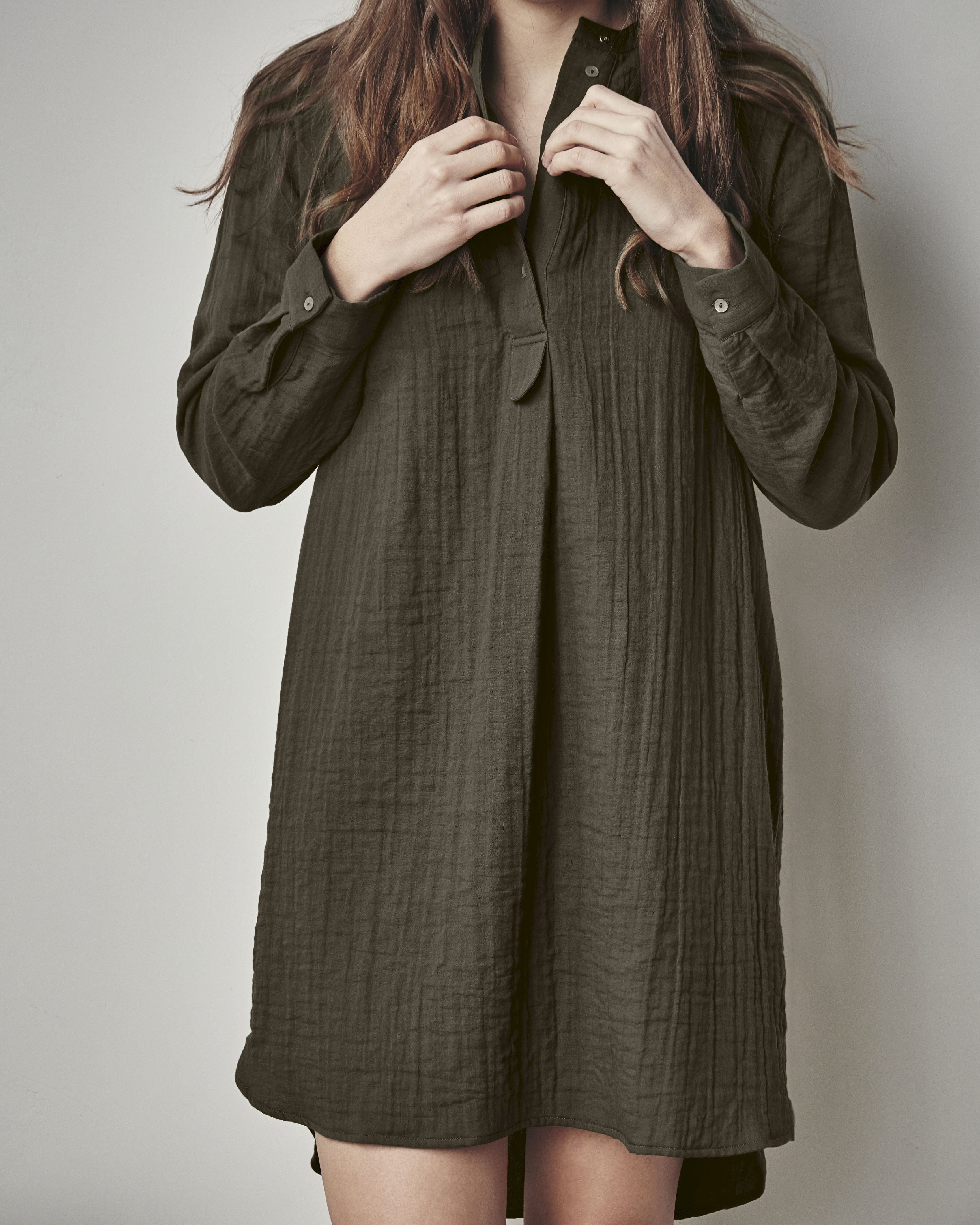[product_category]-By Nord Alfrid Shirt Dress S/M, Bark-ByNORD-5707644721388-559345054-BYN-6