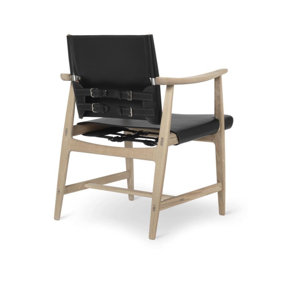 [product_category]-Carl Hansen Bm1106 Huntsman Chair, White Oiled Oak/Black Leather-Carl Hansen-BM1106-whiteoak-black-CAR-2