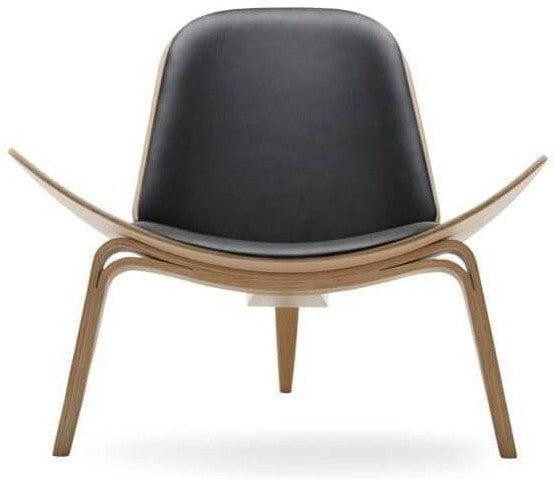 [product_category]-Carl Hansen Ch07 Shell Chair, Oiled Oak/Black Leather Thor 301-Carl Hansen-CH07-thor301-oakoiled-CAR-1