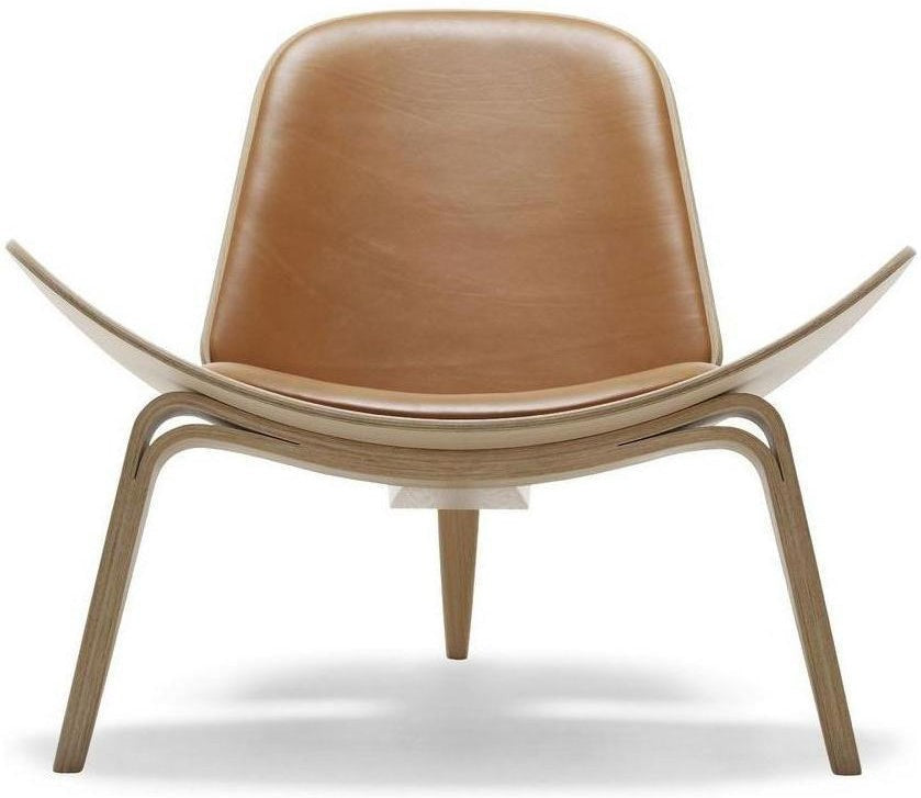 [product_category]-Carl Hansen Ch07 Shell Chair, Oiled Oak/Brown Leather Sif 95-Carl Hansen-CH07-sif95-oakoiled-CAR-1