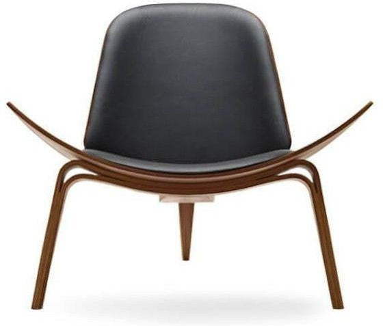 [product_category]-Carl Hansen Ch07 Shell Chair, Oiled Walnut/Black Leather Thor 301-Carl Hansen-CH07-thor301-oakwalnut-CAR-1