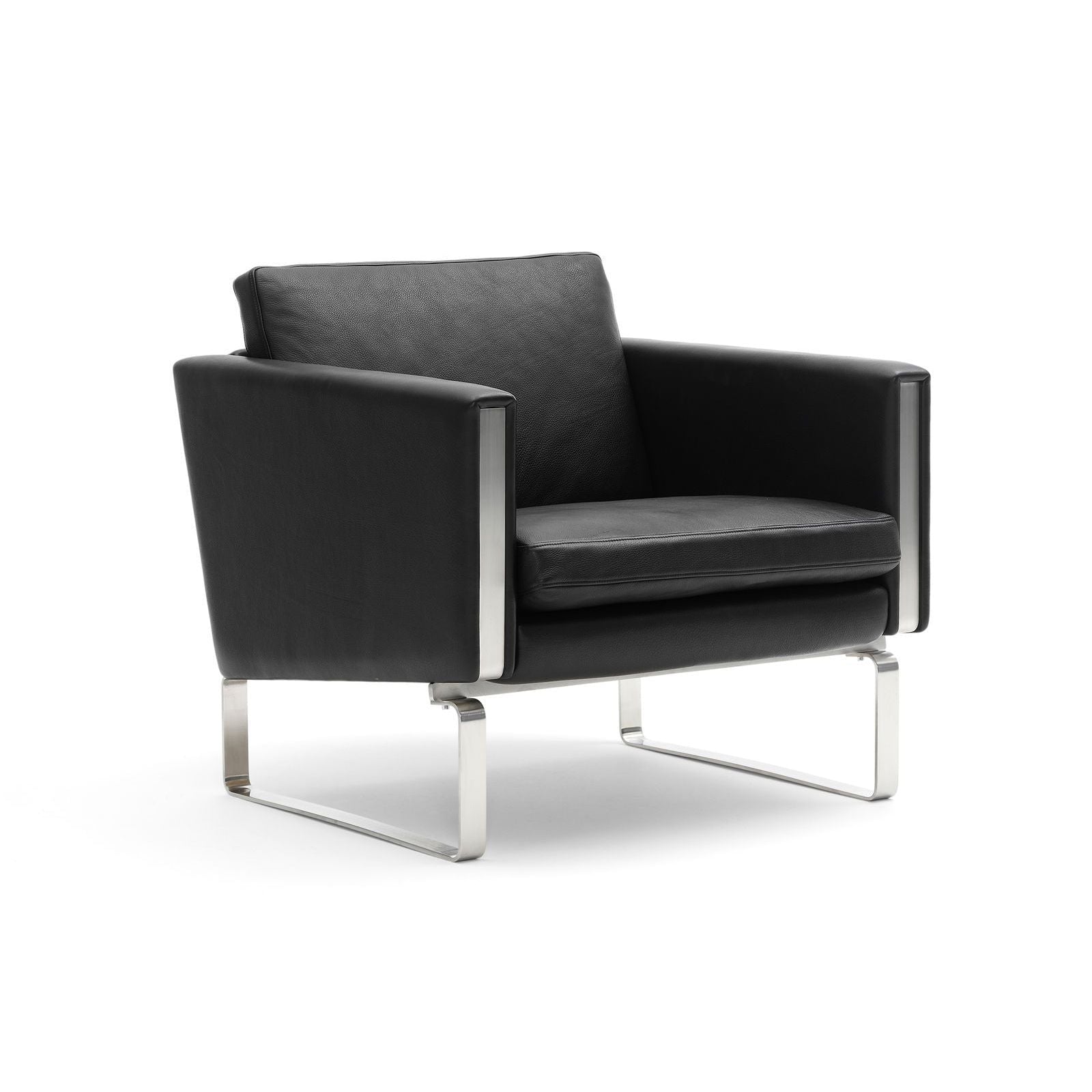 [product_category]-Carl Hansen Ch101 Lounge Chair Stainless Steel, Black Leather (Thor 301)-Carl Hansen-CH101-thor301-stainlesssteel-CAR-2