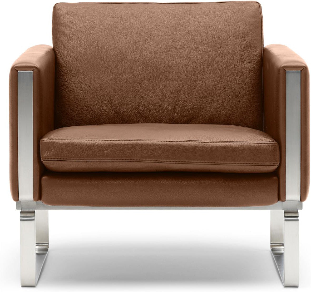 [product_category]-Carl Hansen Ch101 Lounge Chair, Steel/Brown Leather-Carl Hansen-ch101-thor307-stainlesssteel-CAR-1