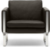Lounge Chair  CH101 ocel/tmavě hnědá kůže (Thor 306)