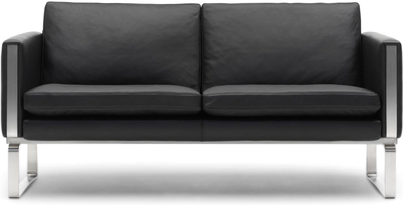 [product_category]-Carl Hansen Ch102 Sofa, Steel/Black Leather (Thor 301)-Carl Hansen-CH102-thor301-stainlesssteel-CAR-1
