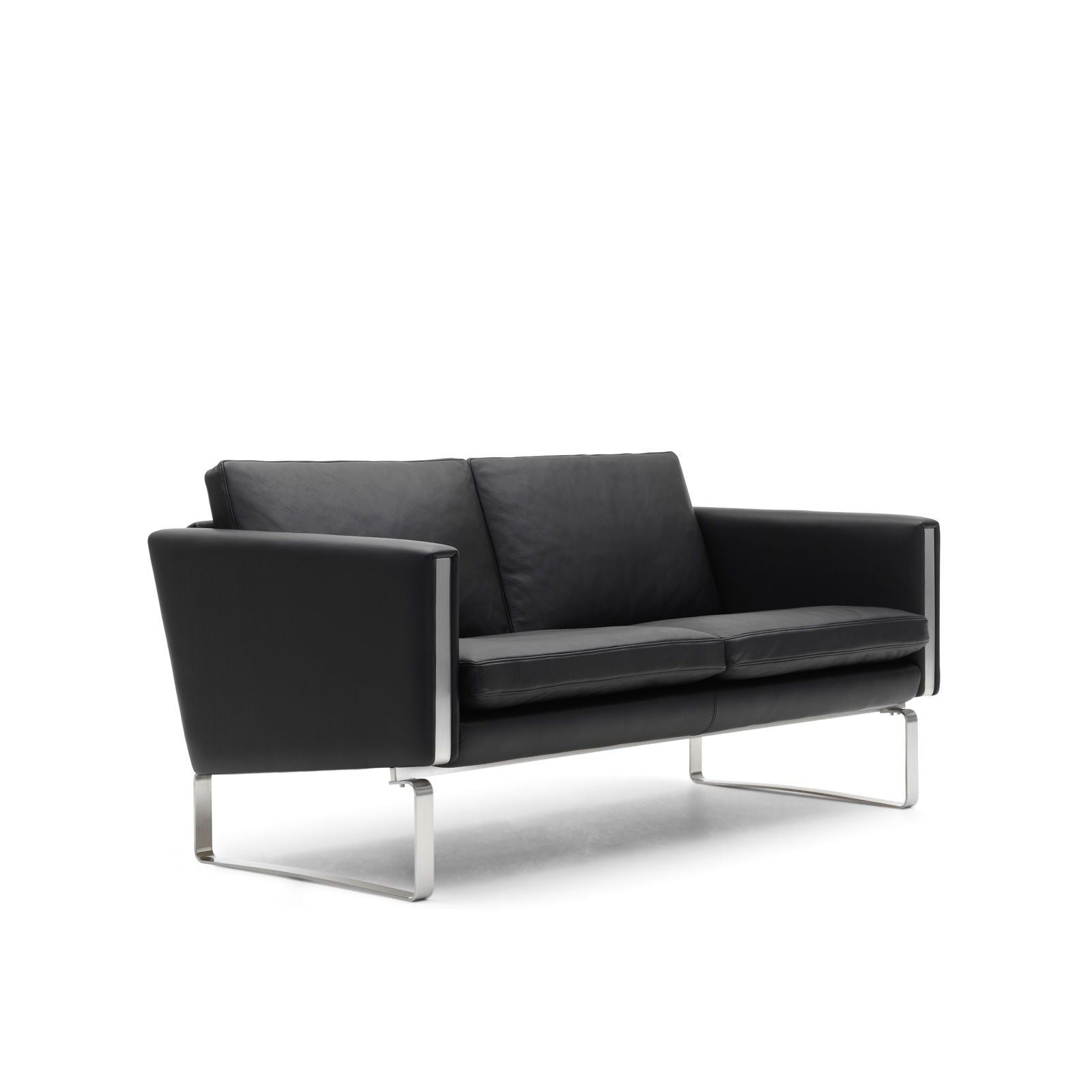 [product_category]-Carl Hansen Ch102 Sofa, Steel/Black Leather (Thor 301)-Carl Hansen-CH102-thor301-stainlesssteel-CAR-2