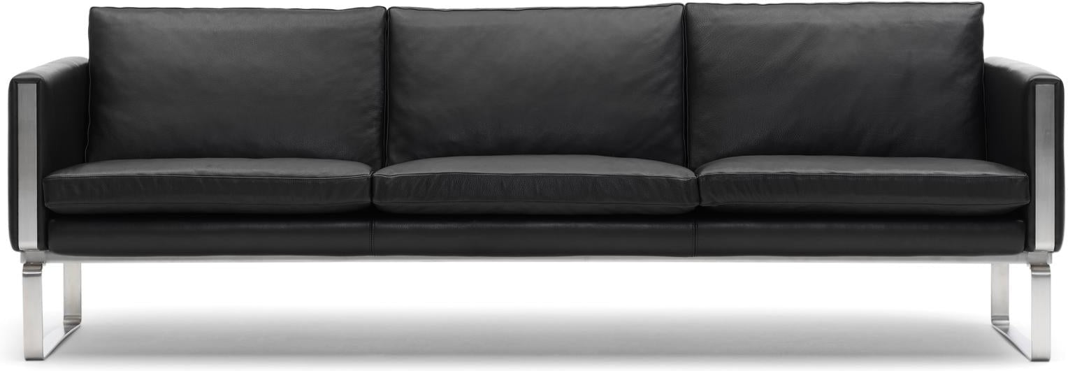 [product_category]-Carl Hansen Ch103 Sofa, Steel/Black Leather-Carl Hansen-CH103-thor301-stainlesssteel-CAR-1