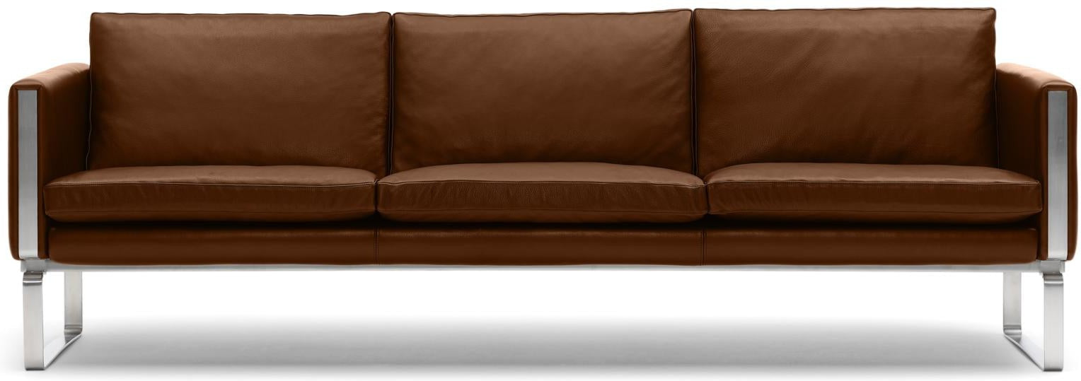 [product_category]-Carl Hansen Ch103 Sofa, Steel/Brown Leather-Carl Hansen-ch103-thor307-stainlesssteel-CAR-1