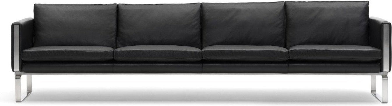 [product_category]-Carl Hansen Ch104 Sofa, Steel/Black Leather-Carl Hansen-CH104-thor301-stainlesssteel-CAR-1