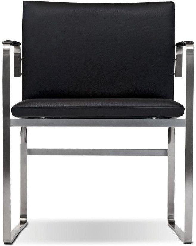 [product_category]-Carl Hansen Ch111 Chair, Steel/Black Leather-Carl Hansen-CH111-thor301-stainlesssteel-CAR-1
