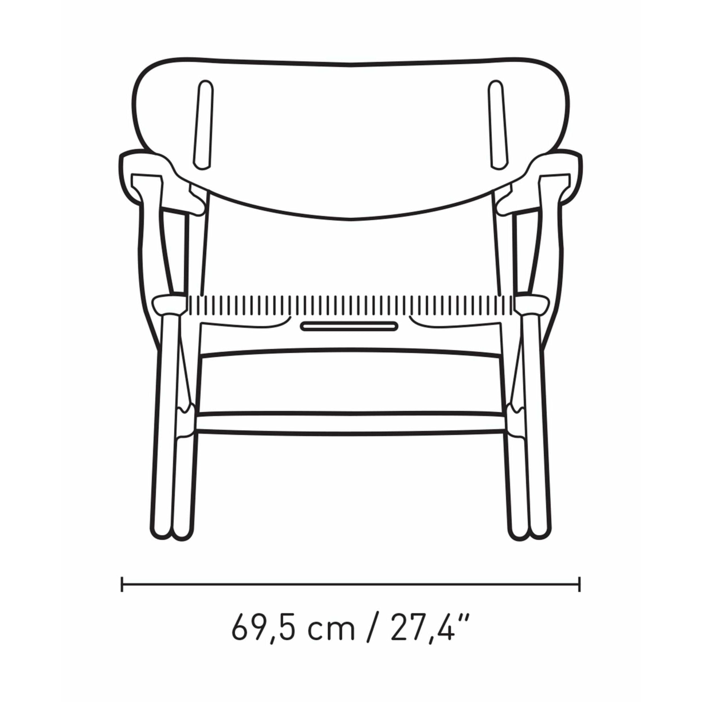 Karla Hansen CH22 Lounge Chair Oak, břidlicová hnědá/přírodní proutěný