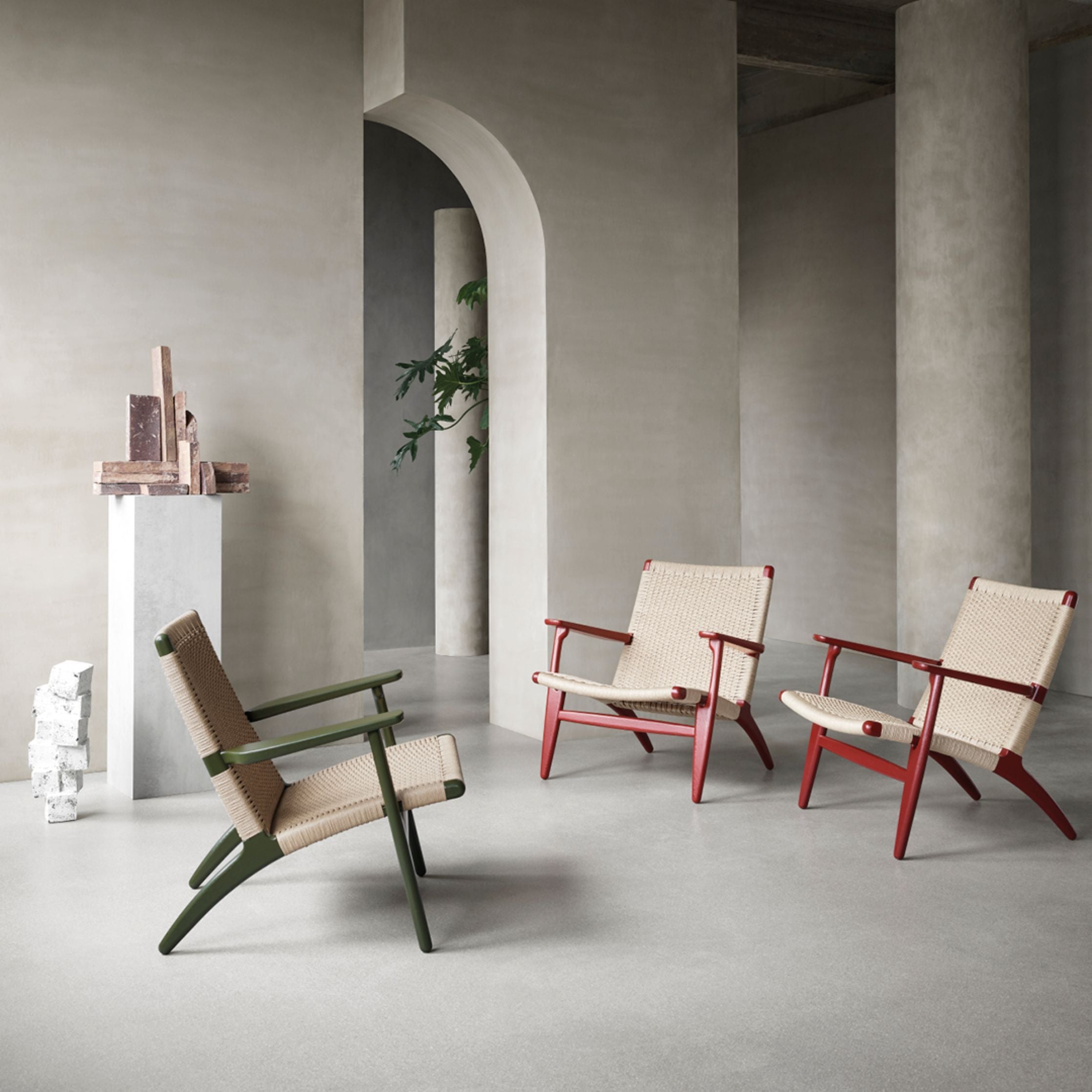 Karla Hansen CH25 Lounge Chair Oak, Falu Red/Natural Cord