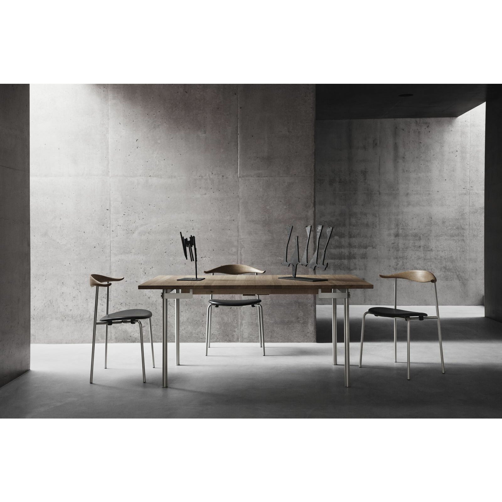 [product_category]-Carl Hansen Ch322 Dining Table Incl. 2 Additional Plates, Steel/Oiled Oak-Carl Hansen-CH322-stainlesssteel-oiledoak-incltwo-CAR-3