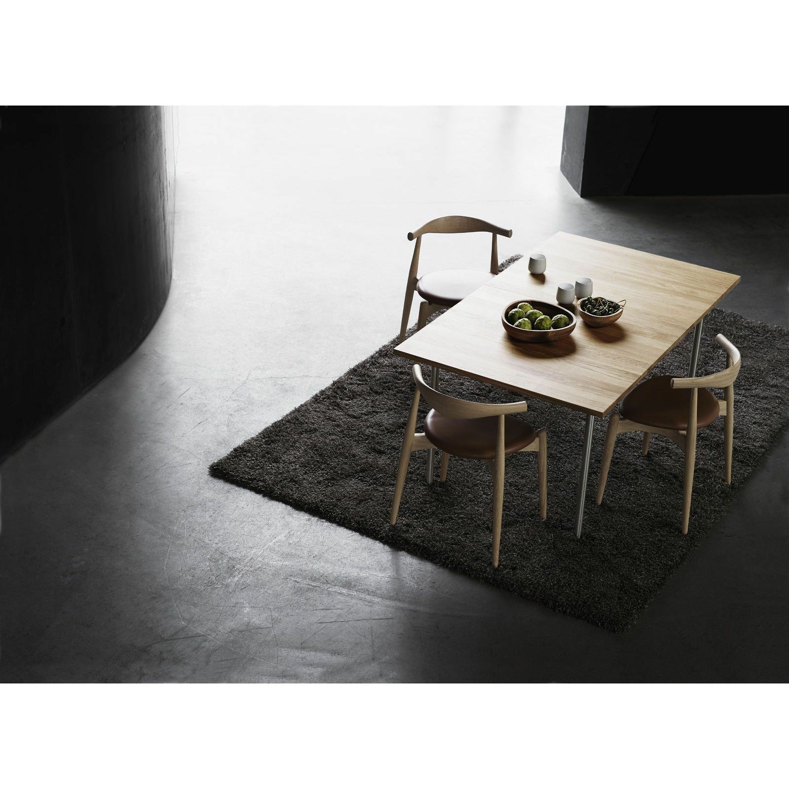 [product_category]-Carl Hansen Ch322 Dining Table Incl. 2 Additional Plates, Steel/Oiled Oak-Carl Hansen-CH322-stainlesssteel-oiledoak-incltwo-CAR-4