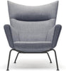  Ch445 Wing Chair Black Steel /Light Gray Fabric