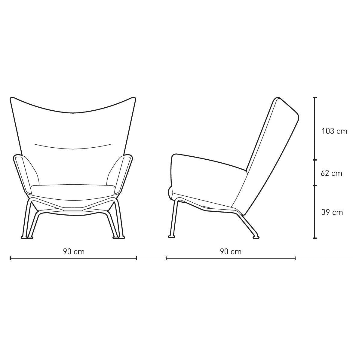 [product_category]-Carl Hansen Ch445 Wing Chair, Black Steel /Light Gray Fabric-Carl Hansen-CH445-fiord151-powdercoatedsteel-CAR-4