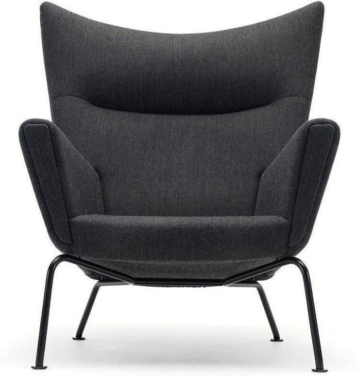 [product_category]-Carl Hansen Ch445 Wing Chair, Steel/Dark Gray Fabric-Carl Hansen-CH445-fiord191-stainlesssteel-CAR-1