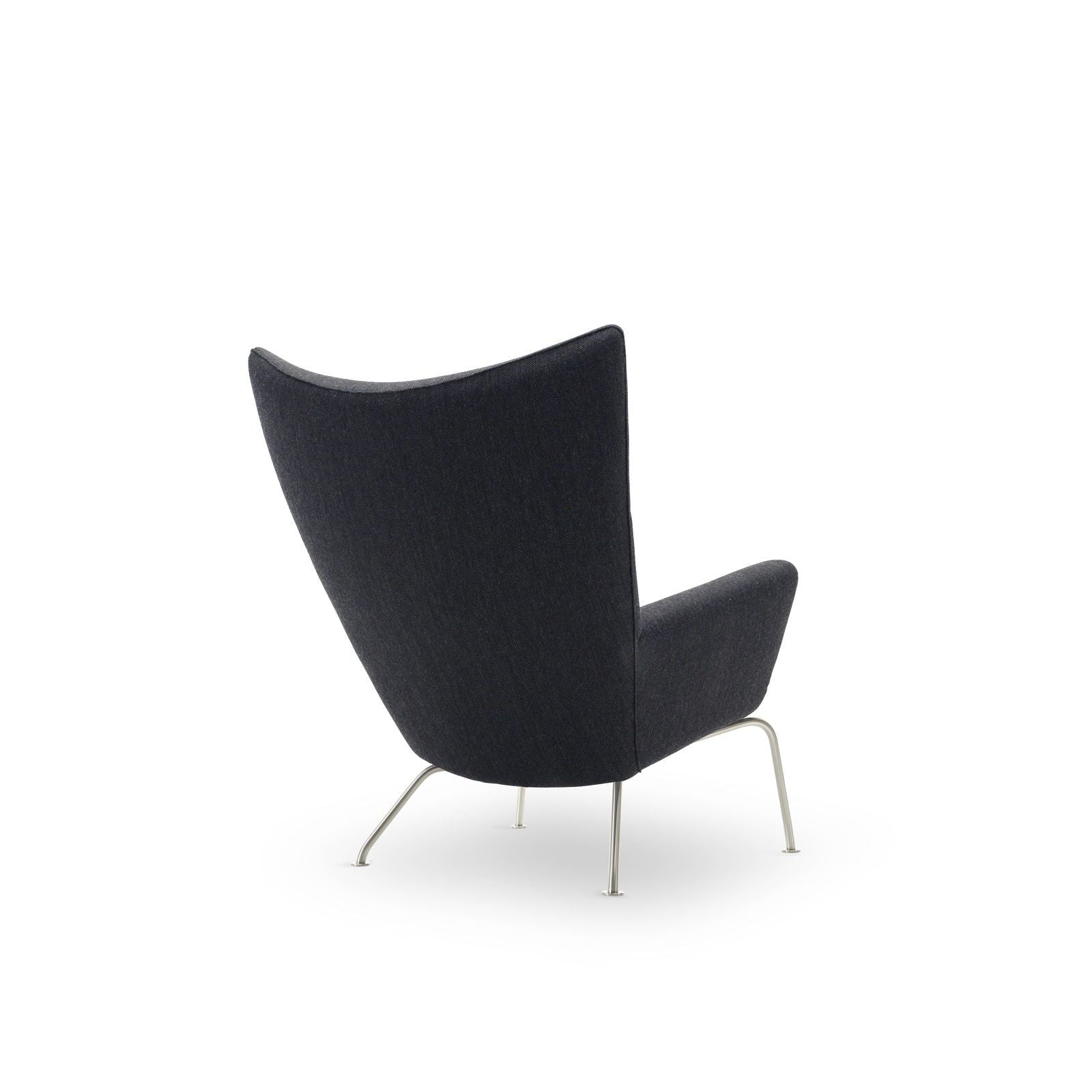 [product_category]-Carl Hansen Ch445 Wing Chair, Steel/Dark Gray Fabric-Carl Hansen-CH445-fiord191-stainlesssteel-CAR-2