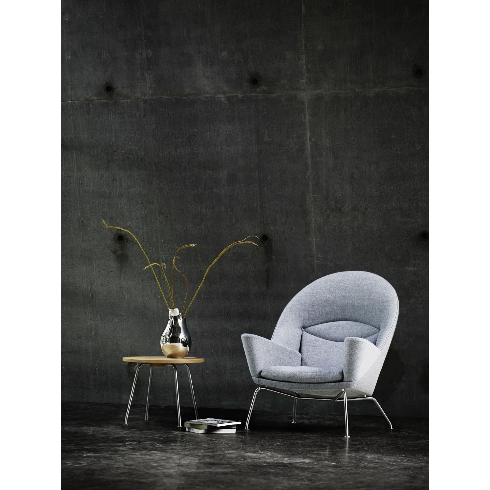 [product_category]-Carl Hansen Ch468 Oculus Chair, Steel/Light Gray Fabric-Carl Hansen-CH468-fiord151-stainlesssteel-CAR-5