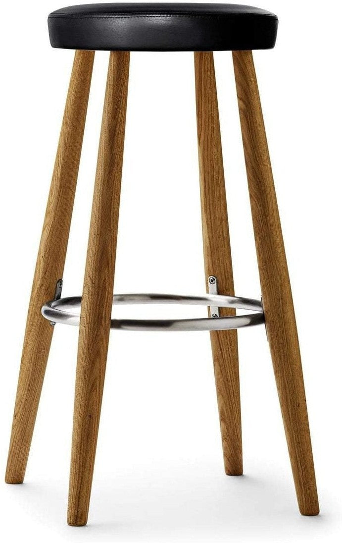 [product_category]-Carl Hansen Ch56 Bar Stool, Oiled Oak/Black Leather-Carl Hansen-5710954350704-CH56-loke7150-oiledoak-CAR-1