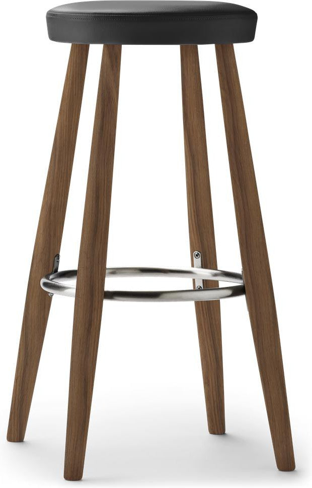 [product_category]-Carl Hansen Ch56 Bar Stool, Oiled Walnut/Black Leather-Carl Hansen-ch56-black-oiledwalnut-CAR-1