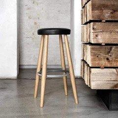 [product_category]-Carl Hansen Ch56 Bar Stool, Oiled Walnut/Black Leather-Carl Hansen-ch56-black-oiledwalnut-CAR-2