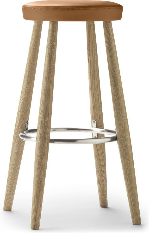 [product_category]-Carl Hansen Ch56 Bar Stool, Soaped Oak/Orange Leather-Carl Hansen-5714413525054-ch56-orange-soapedaok-CAR-1