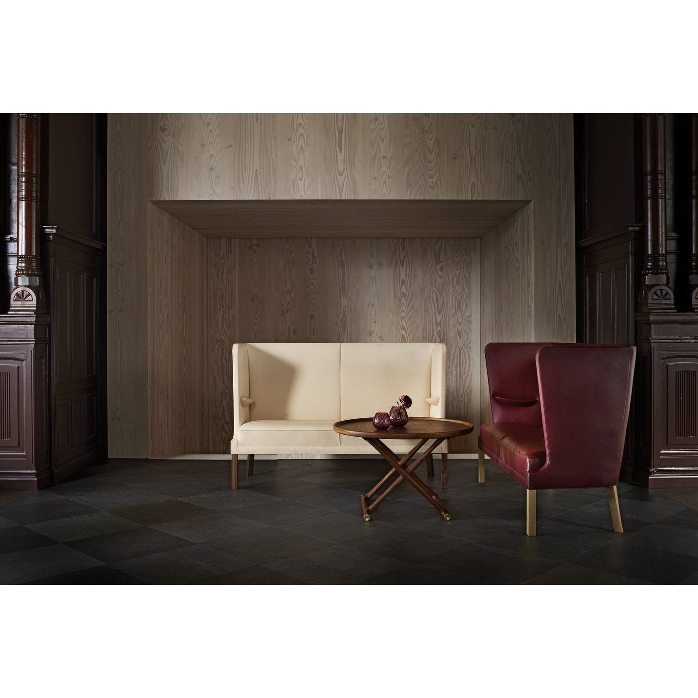 [product_category]-Carl Hansen Fh436 Coupé Sofa, Oiled Oak/Burgundy Leather-Carl Hansen-FH436-oiledoak-sif93-CAR-4