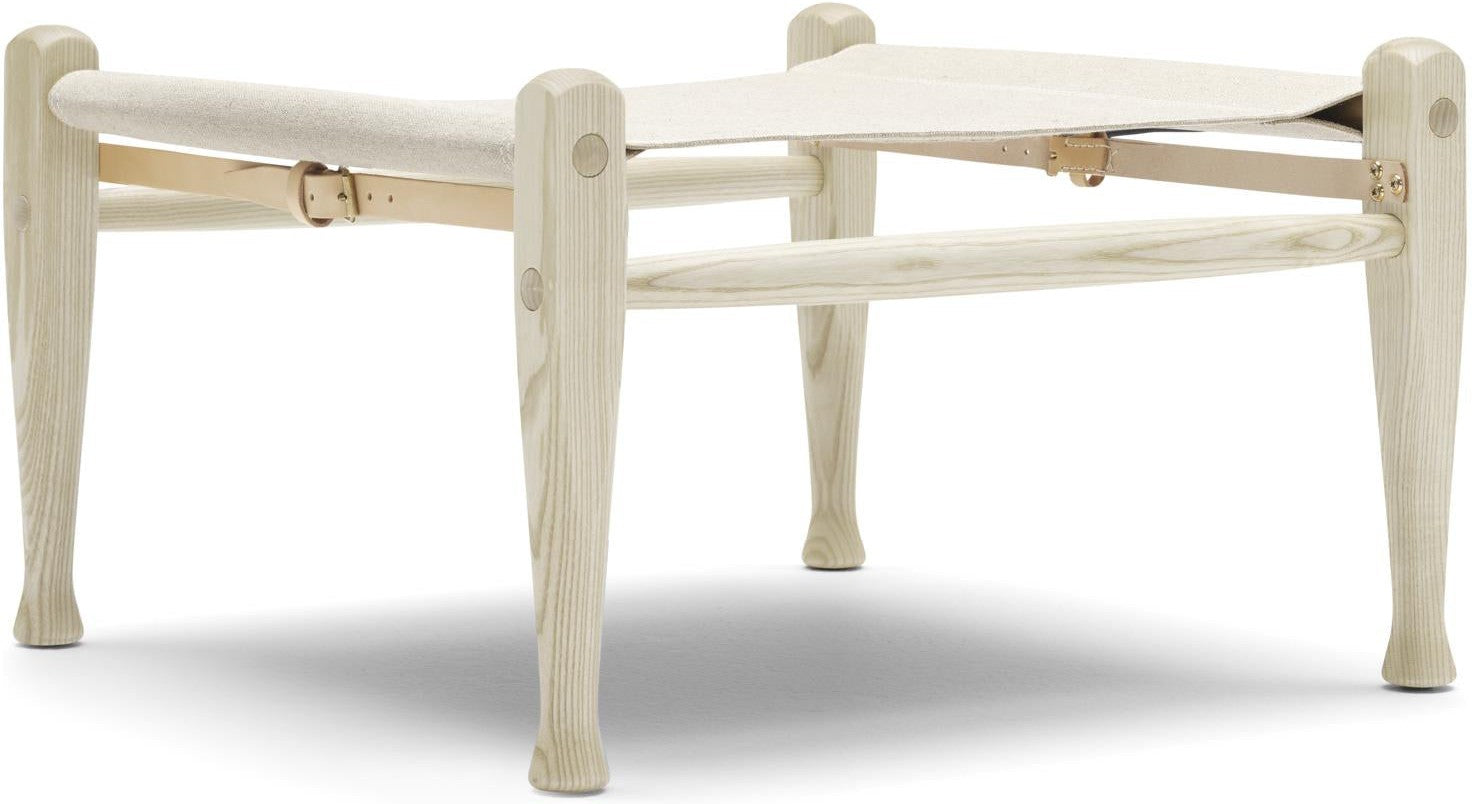 [product_category]-Carl Hansen Kk97170 Safari Footstool, Oiled Ash/Natural-Carl Hansen-5714413938588-CHKK97170-naturalcanvas-oiledash-CAR-1
