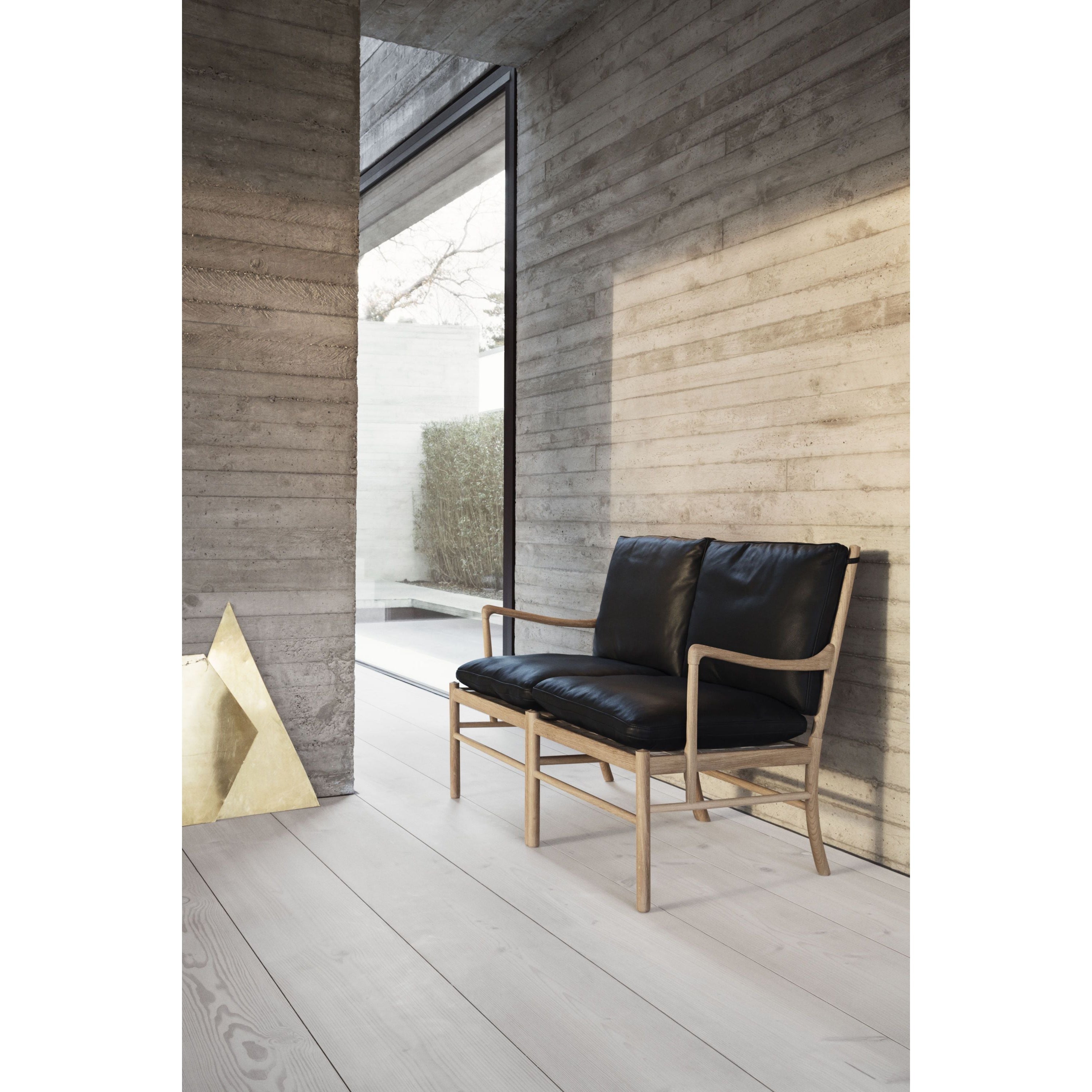 [product_category]-Carl Hansen Ow149 2 Colonial Sofa, Colored Oak/Black Leather-Carl Hansen-ow149-2-sif98-ncss9000-n-CAR-2