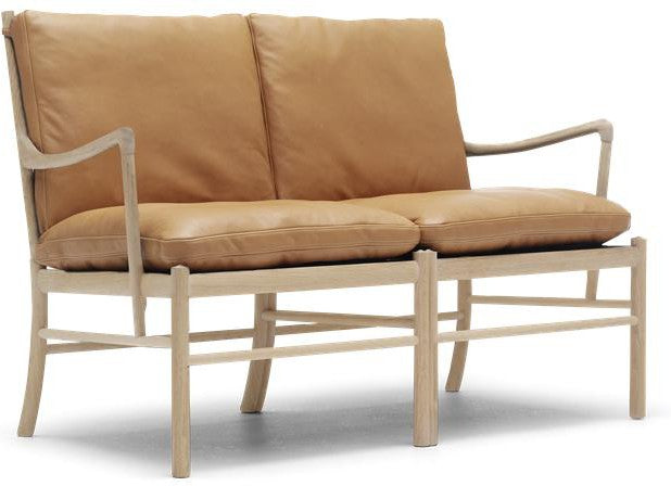 [product_category]-Carl Hansen Ow149 2 Colonial Sofa, White Oiled Oak/Light Brown Leather-Carl Hansen-ow149-2-sif95-oiledoak-CAR-1