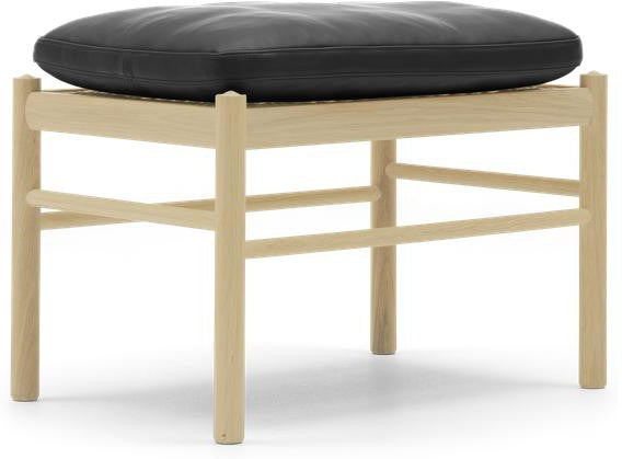 [product_category]-Carl Hansen Ow149 F Footstool For Colonial Chair, Oiled Oak/Black Leather-Carl Hansen-5714413610927-ow149f-thor301-oiledoak-CAR-1